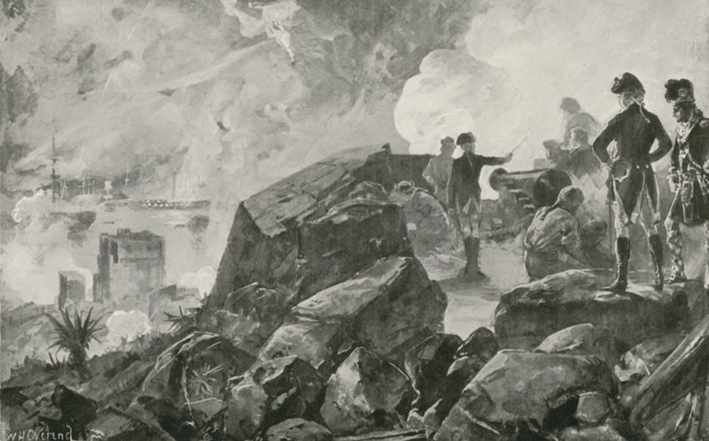 La Destruction des navires de batterie espagnols par les Britanniques à Gibraltar - William Heysham Overend