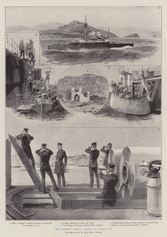 La crise orientale, scènes dans la baie de Canea - William Heysham Overend