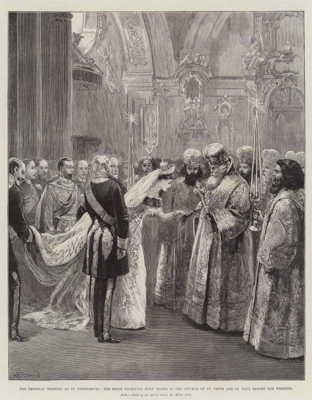 Le mariage impérial à Saint-Pétersbourg, la mariée recevant de l