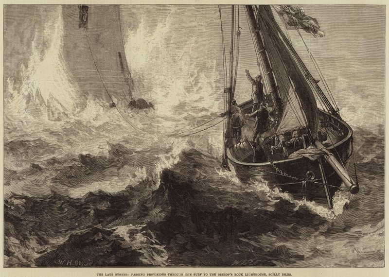 Les dernières tempêtes, passage de provisions à travers les vagues jusqu