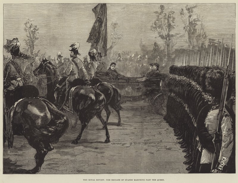 La Revue Royale, la Brigade des Gardes défilant devant la Reine - William Heysham Overend