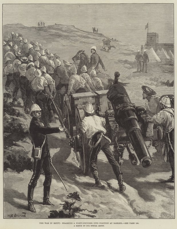 La guerre en Égypte, traînant un canon de quarante livres en position à Ramleh - William Heysham Overend