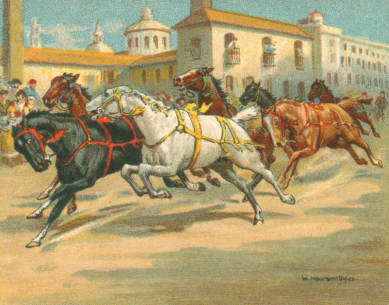 Courses historiques et modernes, courses de chevaux sans cavalier en Italie - William Hounsom Byles