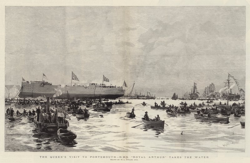 La visite de la reine à Portsmouth, le HMS Royal Arthur prend l