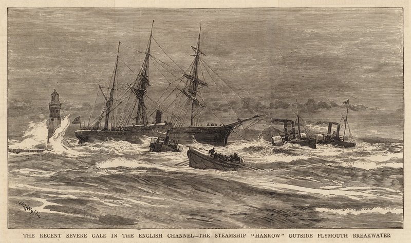 La récente tempête sévère dans la Manche, le vapeur Hankow à l