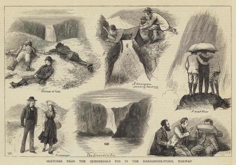 Croquis près du Sjoegerdals Fos dans le Hardanger-Fjord, Norvège - William Ralston