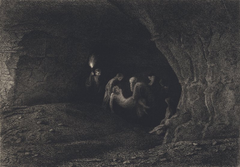Jésus déposé dans le sépulcre - after Albert Robida