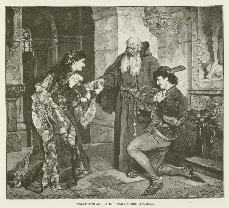 Roméo et Juliette dans la cellule de Frère Laurence - after Carl Ludwig Friedrich Becker