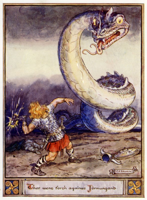 Thor partit contre Jormungand - after Charles Edmund Brock