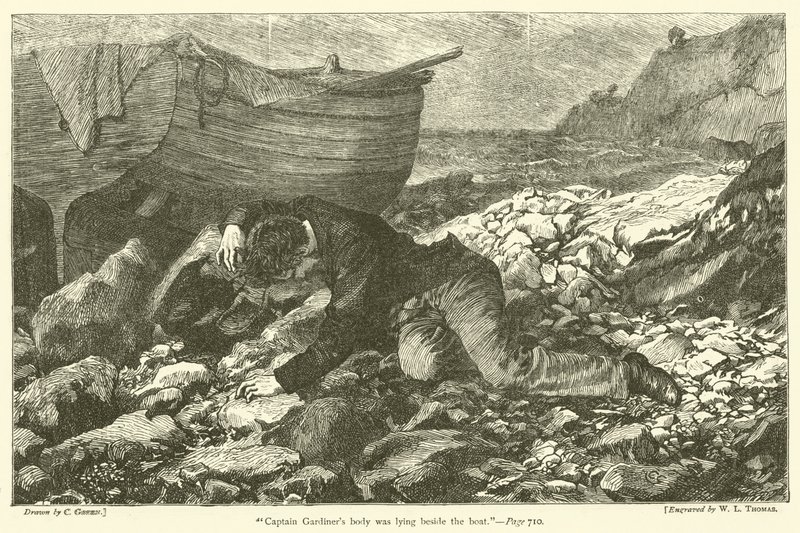 Le corps du capitaine Gardiner gisait à côté du bateau - after Charles Green