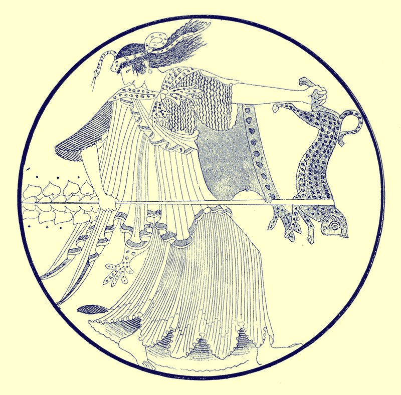 Ménade, illustration des Peintures de vases grecs par J. E. Harrison et D. S. MacColl, publié en 1894 - after English School