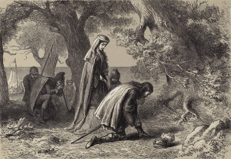 Thorfin et Gudrida sur le rivage de Vineland - after Felix Octavius Carr Darley
