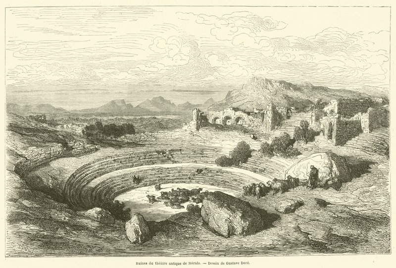 Ruines du théâtre antique de Mérida - Gustave after Dore