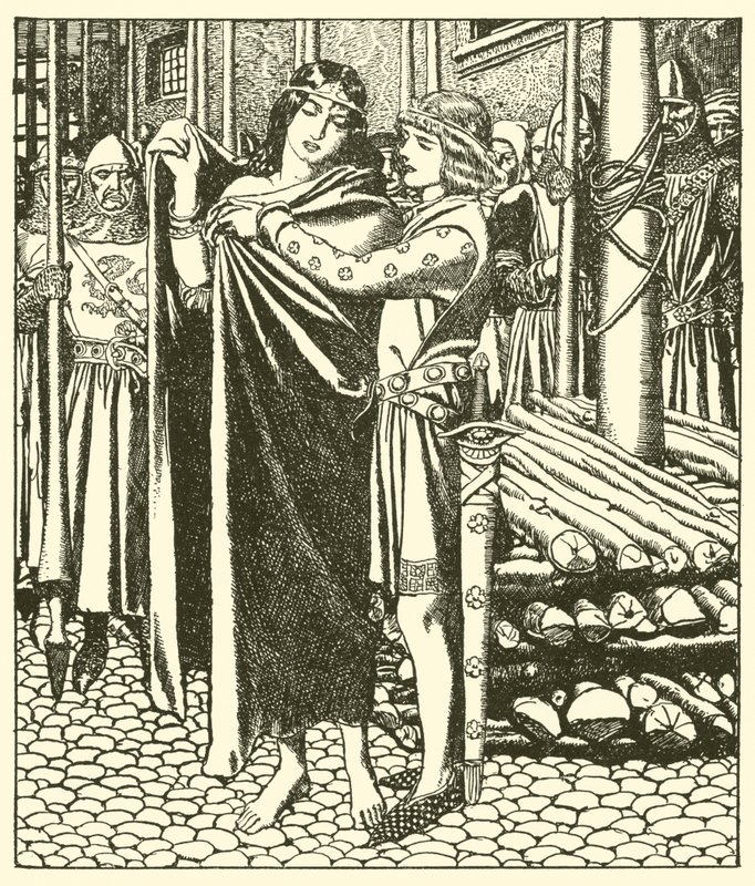 Tristram secourt la Dame Moeya - after Howard Pyle