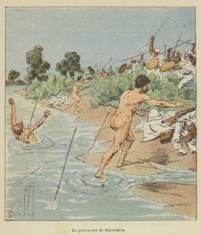 Le guet-apens de Marosakoa - after Louis Charles Bombled
