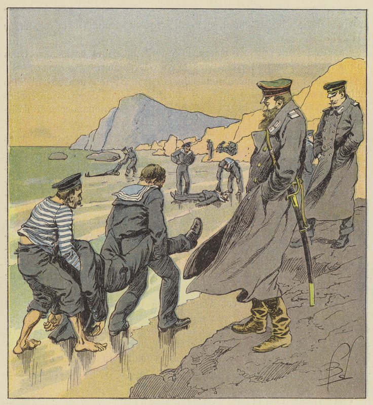 Repêchage des cadavres des marins du Petropawlosk - after Louis Charles Bombled