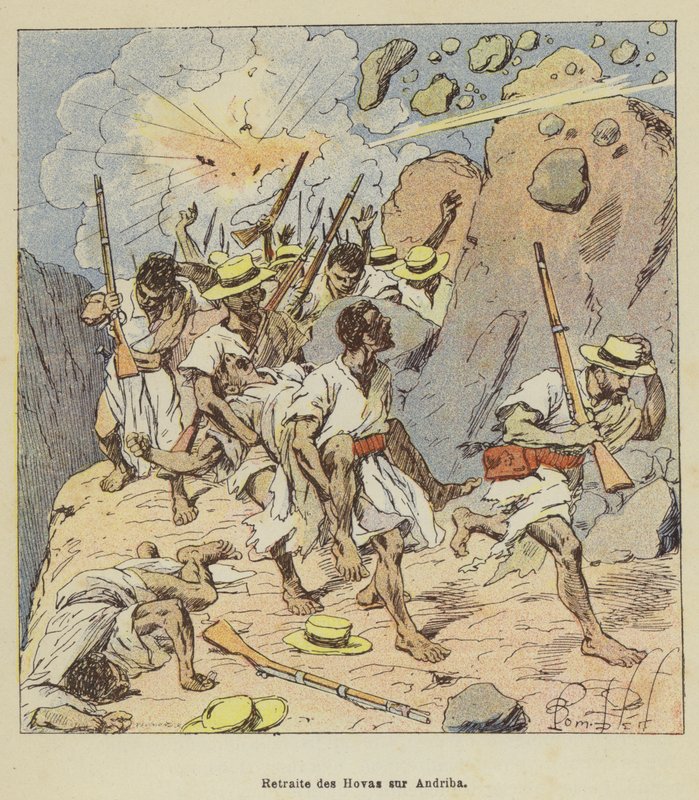 Retraite des Hovas sur Andriba - after Louis Charles Bombled