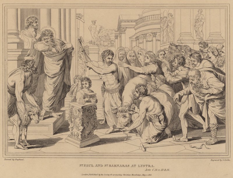Saint Paul et Saint Barnabé à Lystre, Actes - after Raphael