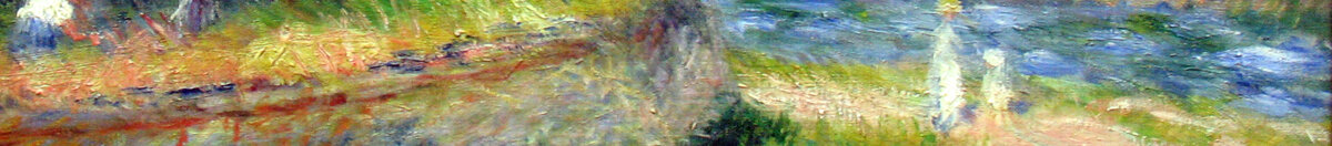 Châtaignier en fleurs (Pierre-Auguste Renoir), Detail: Spaziergänger am Flussufer