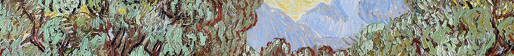 Oliviers avec ciel jaune et soleil (Vincent van Gogh)