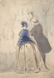 Scène de rue de Vanity Fair, avec Amelia, George Osborne et Dobbin, 1800-1819