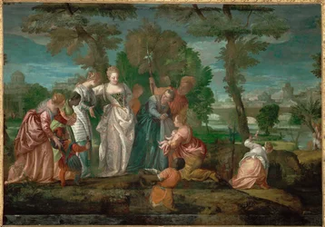 Moïse sauvé des eaux ... (peinture sur toile)