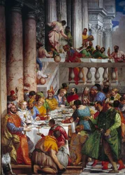 Les Noces de Cana, détail : Le repas des princes. Fresque de Paolo Veronese (1528-1588), Ec. Fri.