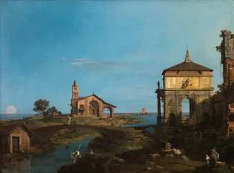 Une île dans la lagune avec une porte et une église