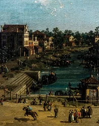Vue de Mestre avec le Canale delle barche, détail, vers 1755-1760 (huile sur toile)