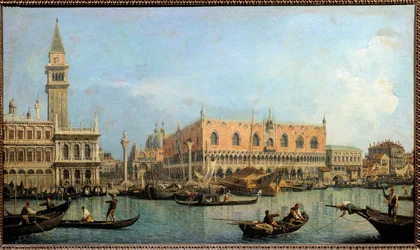 Le Môle, vue depuis le bassin de Saint-Marc à Venise. Peinture d