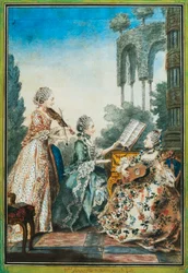 Les trois filles du compositeur Joseph-Nicolas-Pancrace Royer jouant la musique du ballet Zaide