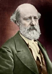 Portrait of the architect Eugene Viollet le Duc (Viollet-le-Duc) (1814-1879). c.1879 (engraving)
