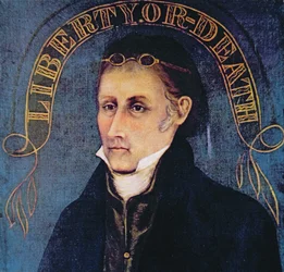 Patrick Henry, représenté avec la légende 