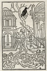 Illustration des prières pour les morts, tirée de "A Catalogue of a Collection of Engravings, Etchings and Woodcuts", par Richard Fisher, publié en 1879 (lithographie).