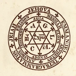 Sciences occultes : cercle magique. Schéma de De Occulta Philosophia par l