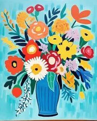 Fleurs dans un vase inspirées de Matisse