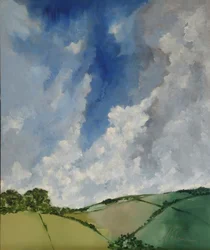 Paysage, collines et nuages