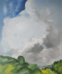 Paysage avec nuages tourbillonnants