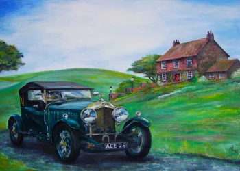 Bentley 1928 Huile sur toile Corbeau