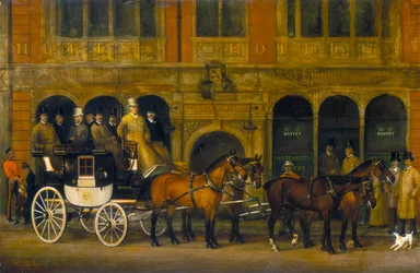 Le carrosse de Brighton de James Selby devant le New White Horse Cellar, Piccadilly