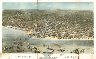 Chicago en 1868, de Schiller Street, côté nord, à 12th Street, côté sud. LOC 73693350