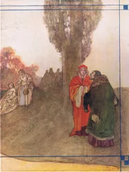 Conception de la couverture intérieure, de Contes de Shakespeare pub. par Ward Lock & Co Ltd, 1930-40s