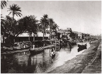 Ashar Creek menant au Shatt al-Arab, Bassora, Irak, 1925