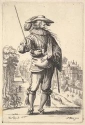 Un gentilhomme avec la tête tournée vers la droite en profil, portant un chapeau à plumes, 1629