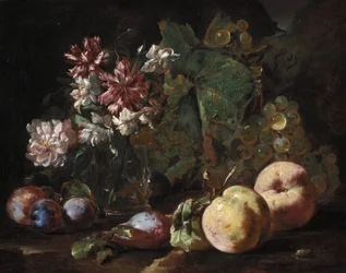 Nature morte de fruits et de fleurs