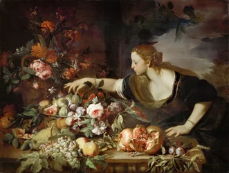 Femme prenant des fruits