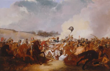 Cromwell menant des troupes au combat