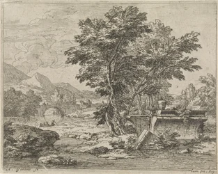 Paysage avec une ruine classique
