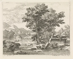 Paysage avec une ruine classique