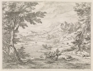 Paysage fluvial avec un chemin